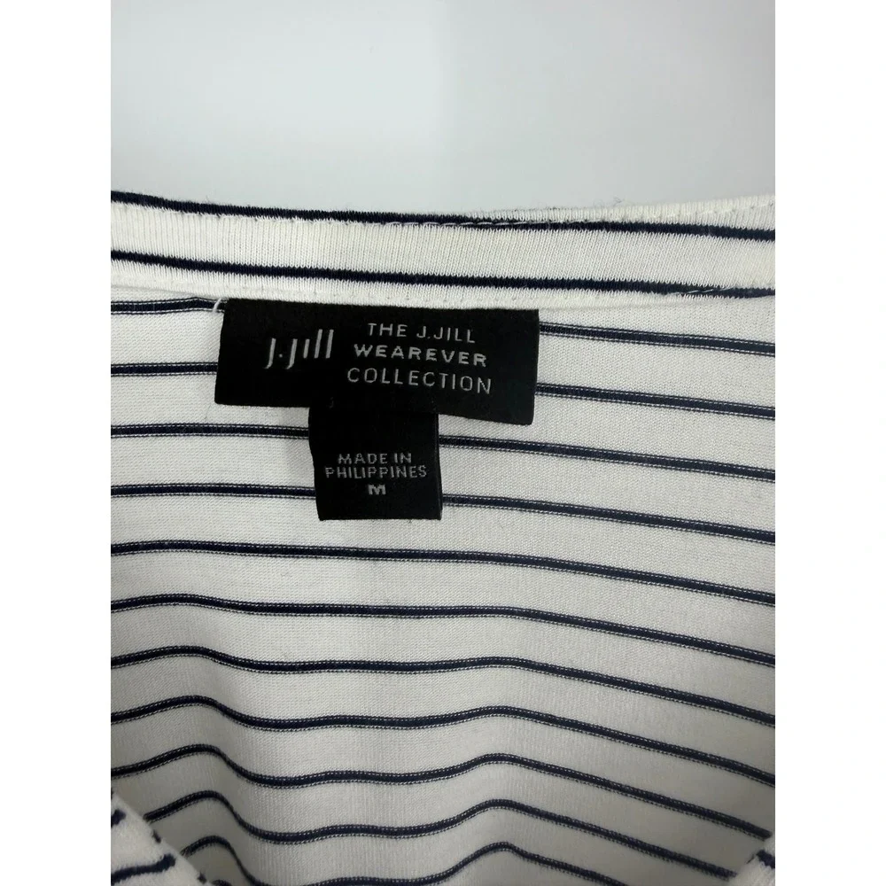 J Jill Womens Henley Top Medium Nautical Maritime Minimalist Basic Coastal Chic
